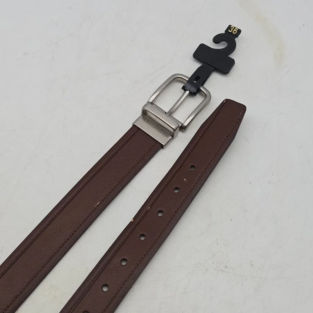 Structure Belt Brown Black Reversible Syn Leather Mens 34-36 Gunmetal Buckle New